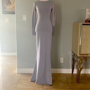 Missguided Long Sleeve Lavender Maxi Evening Dress Gown Backless
